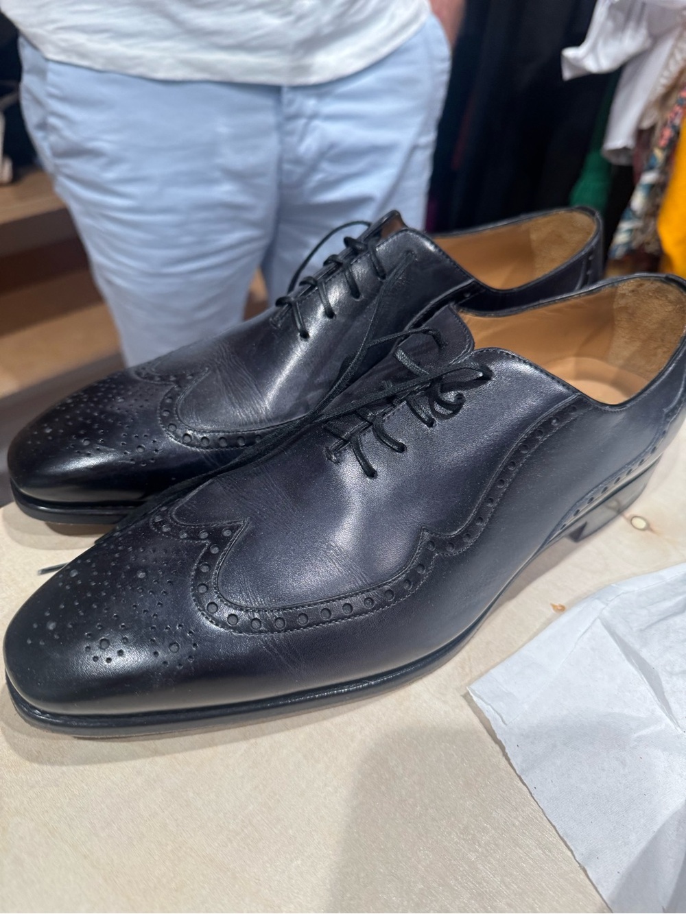 Paul Stuart Black Leather Wingtip Derby Dress Shoes